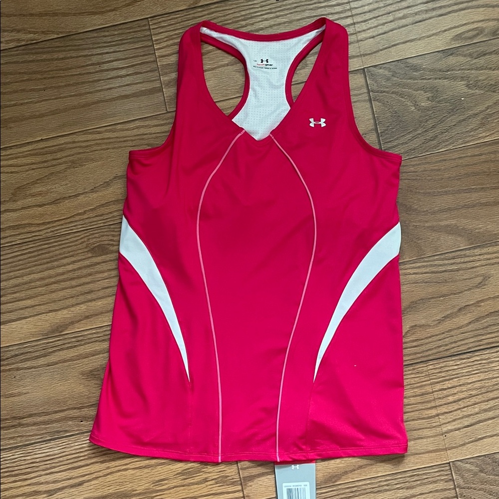 Under Armour Women's Hot Pink Racerback Training Tank with White Accents